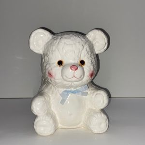 Vintage Teddy Bear Baby nursery planter white porcelain